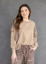 Load image into Gallery viewer, Latte &amp; Leopard Mineral Washed Tassel Top
