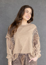 Load image into Gallery viewer, Latte &amp; Leopard Mineral Washed Tassel Top
