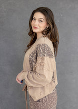 Load image into Gallery viewer, Latte &amp; Leopard Mineral Washed Tassel Top
