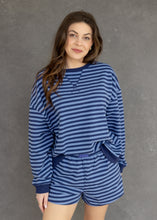 Load image into Gallery viewer, Navy &amp; Blue Stripe Oversized Top
