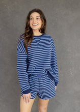 Load image into Gallery viewer, Navy &amp; Blue Stripe Oversized Top
