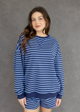 Load image into Gallery viewer, Navy &amp; Blue Stripe Oversized Top

