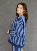 Load image into Gallery viewer, Navy &amp; Blue Stripe Oversized Top

