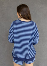 Load image into Gallery viewer, Navy &amp; Blue Stripe Oversized Top
