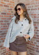 Load image into Gallery viewer, Lucille Openwork Knit Sweater Cardigan - Heather Grey
