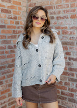 Load image into Gallery viewer, Lucille Openwork Knit Sweater Cardigan - Heather Grey
