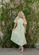 Load image into Gallery viewer, Mint Green Pintuck Midi Dress
