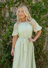 Load image into Gallery viewer, Mint Green Pintuck Midi Dress
