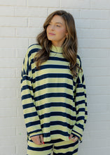 Load image into Gallery viewer, Sheila Lemon &amp; Navy Striped Mock Neck Top
