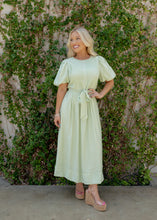 Load image into Gallery viewer, Mint Green Pintuck Midi Dress
