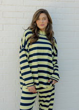 Load image into Gallery viewer, Sheila Lemon &amp; Navy Striped Mock Neck Top
