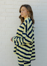 Load image into Gallery viewer, Sheila Lemon &amp; Navy Striped Mock Neck Top

