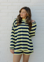 Load image into Gallery viewer, Sheila Lemon &amp; Navy Striped Mock Neck Top
