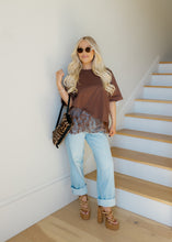 Load image into Gallery viewer, Camila Layered Lace Hem Top - Brown

