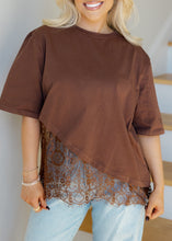 Load image into Gallery viewer, Camila Layered Lace Hem Top - Brown
