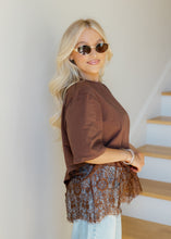 Load image into Gallery viewer, Camila Layered Lace Hem Top - Brown
