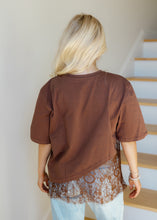 Load image into Gallery viewer, Camila Layered Lace Hem Top - Brown
