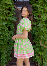 Load image into Gallery viewer, Pink &amp; Green Floral Belted Mini Dress
