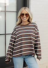 Load image into Gallery viewer, Lily Brown &amp; Blue Striped Top

