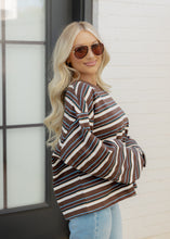 Load image into Gallery viewer, Lily Brown &amp; Blue Striped Top
