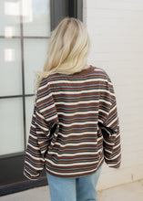 Load image into Gallery viewer, Lily Brown &amp; Blue Striped Top
