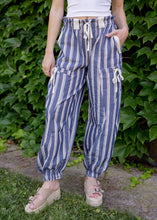 Load image into Gallery viewer, Collier Navy Striped Jogger Pants
