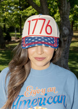 Load image into Gallery viewer, "1776" Red &amp; Blue Star Trucker Hat
