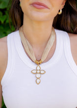Load image into Gallery viewer, Gold Mesh Cross Pendant Necklace
