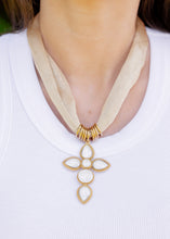 Load image into Gallery viewer, Gold Mesh Cross Pendant Necklace

