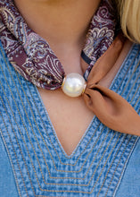 Load image into Gallery viewer, Pearl Satin Scarf Necklace - Brown Paisley
