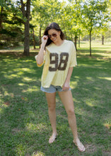 Load image into Gallery viewer, "98" Pale Yellow Varsity Tee
