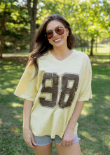 Load image into Gallery viewer, "98" Pale Yellow Varsity Tee
