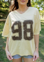 Load image into Gallery viewer, "98" Pale Yellow Varsity Tee
