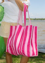 Load image into Gallery viewer, Catalina Pink Stripe Quilted Tote Bag
