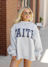 Load image into Gallery viewer, "Faith" Polka Dot Embroidered Mockneck - Heather Grey
