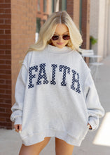 Load image into Gallery viewer, "Faith" Polka Dot Embroidered Mockneck - Heather Grey
