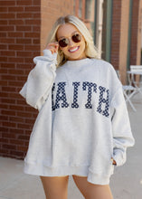 Load image into Gallery viewer, "Faith" Polka Dot Embroidered Mockneck - Heather Grey
