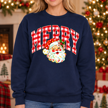 Load image into Gallery viewer, MERRY GINGHAM SANTA - UNISEX GRAPHIC SWEATSHIRT/Tee
