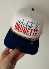 Load image into Gallery viewer, "Red White &amp; Brunette" Navy/White Trucker Hat
