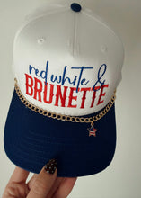 Load image into Gallery viewer, "Red White &amp; Brunette" Navy/White Trucker Hat
