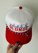 Load image into Gallery viewer, "Red White &amp; Blonde" Red/White Trucker Hat
