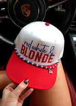 Load image into Gallery viewer, "Red White &amp; Blonde" Red/White Trucker Hat
