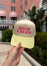 Load image into Gallery viewer, "Sun Of A Beach" Yellow Trucker Hat
