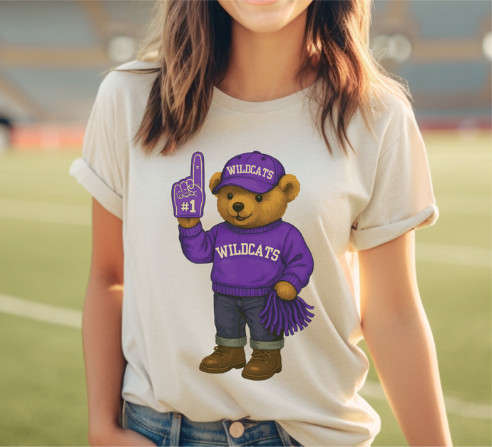 Game Day Teddy Bear School Spirit Tee- Football Graphic T-shirt