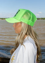 Load image into Gallery viewer, Let's Day Drink DTF Printed Neon Green Trucker Hat
