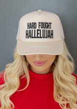 Load image into Gallery viewer, Hard Fought Hallelujah DTF Printed Tan Trucker Hat

