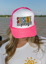 Load image into Gallery viewer, Sunshine Feeling- DTF Printed - UNISEX Neon Pink and White Trucker Hat
