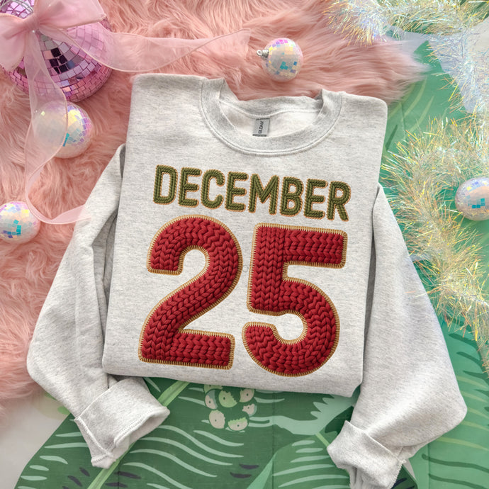Faux Knit December 25 Ash Sweatshirt