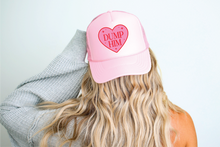 Load image into Gallery viewer, LOVE GINGHAM PRINT DTF Printed Light Pink Trucker Hat
