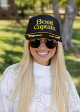 Load image into Gallery viewer, Boat Captain DTF Printed Black Trucker Hat

